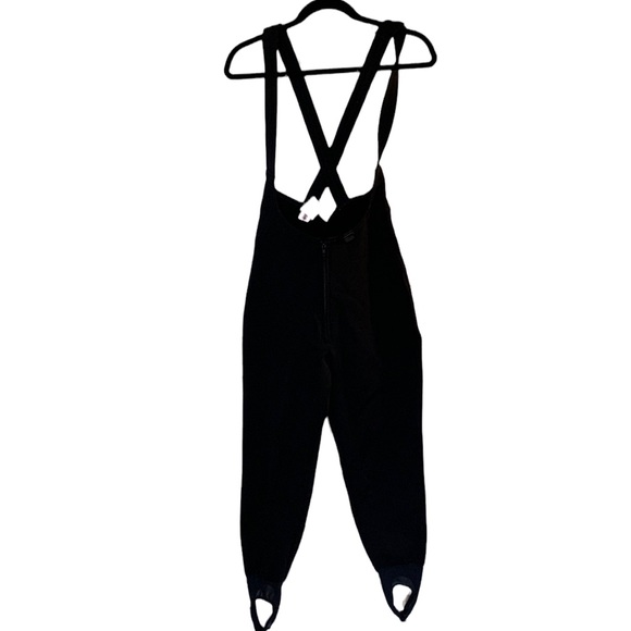 VTG 70 80s Ski Bib Overall Wool Blend Spandex Stirrup Jumpsuit Black Womens 6-8 - Picture 7 of 16